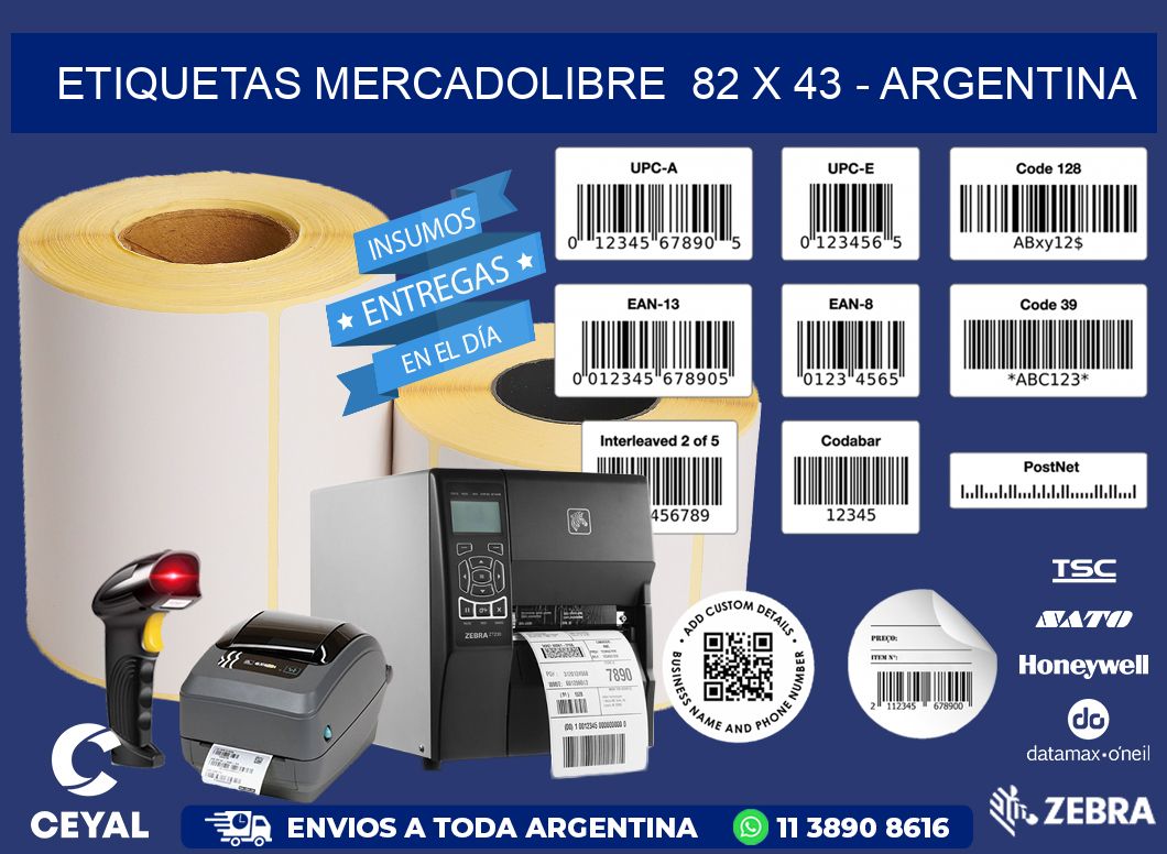 ETIQUETAS MERCADOLIBRE  82 x 43 - ARGENTINA