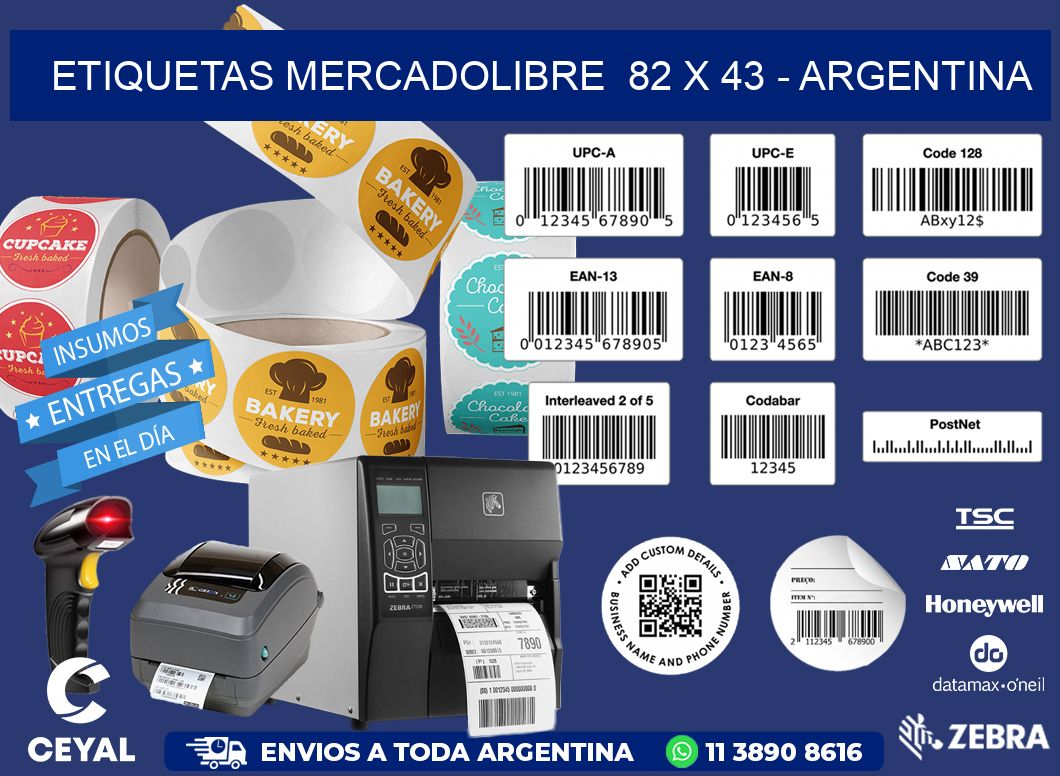 ETIQUETAS MERCADOLIBRE  82 x 43 - ARGENTINA