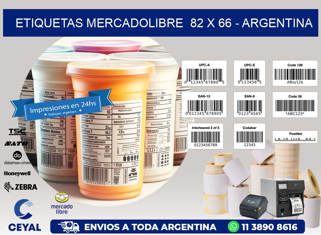 ETIQUETAS MERCADOLIBRE  82 x 66 - ARGENTINA