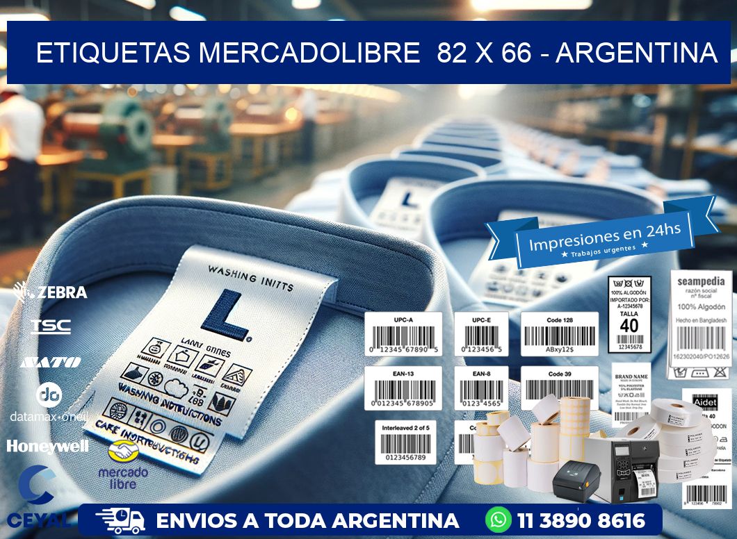 ETIQUETAS MERCADOLIBRE  82 x 66 - ARGENTINA