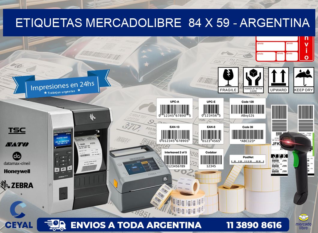 ETIQUETAS MERCADOLIBRE  84 x 59 - ARGENTINA