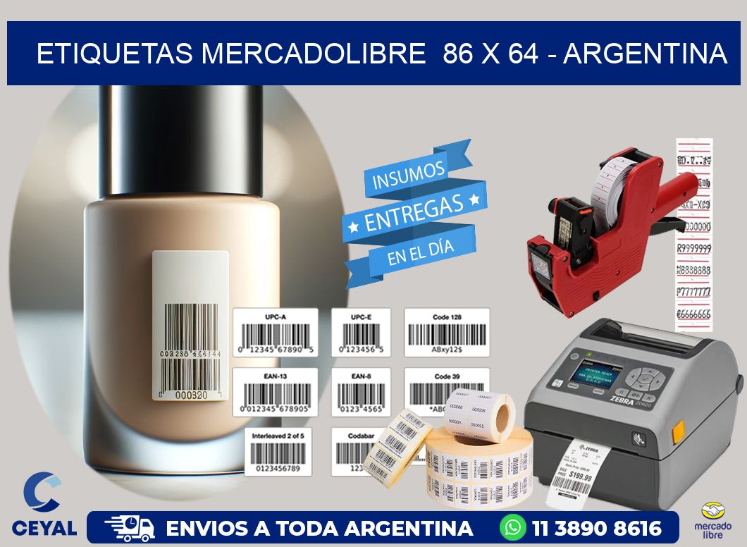 ETIQUETAS MERCADOLIBRE  86 x 64 - ARGENTINA