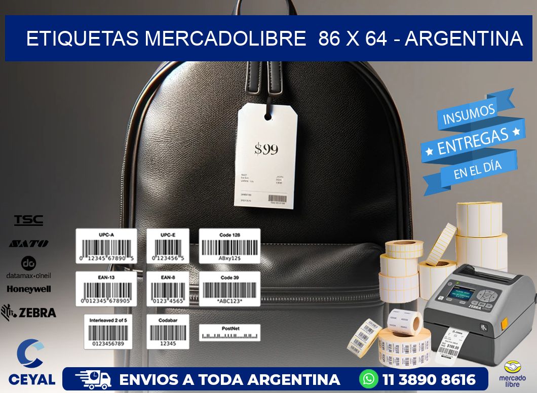 ETIQUETAS MERCADOLIBRE  86 x 64 - ARGENTINA