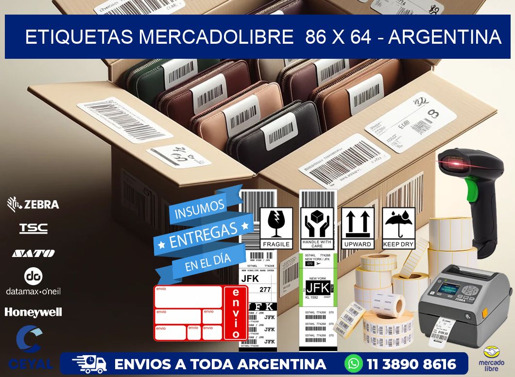 ETIQUETAS MERCADOLIBRE  86 x 64 - ARGENTINA