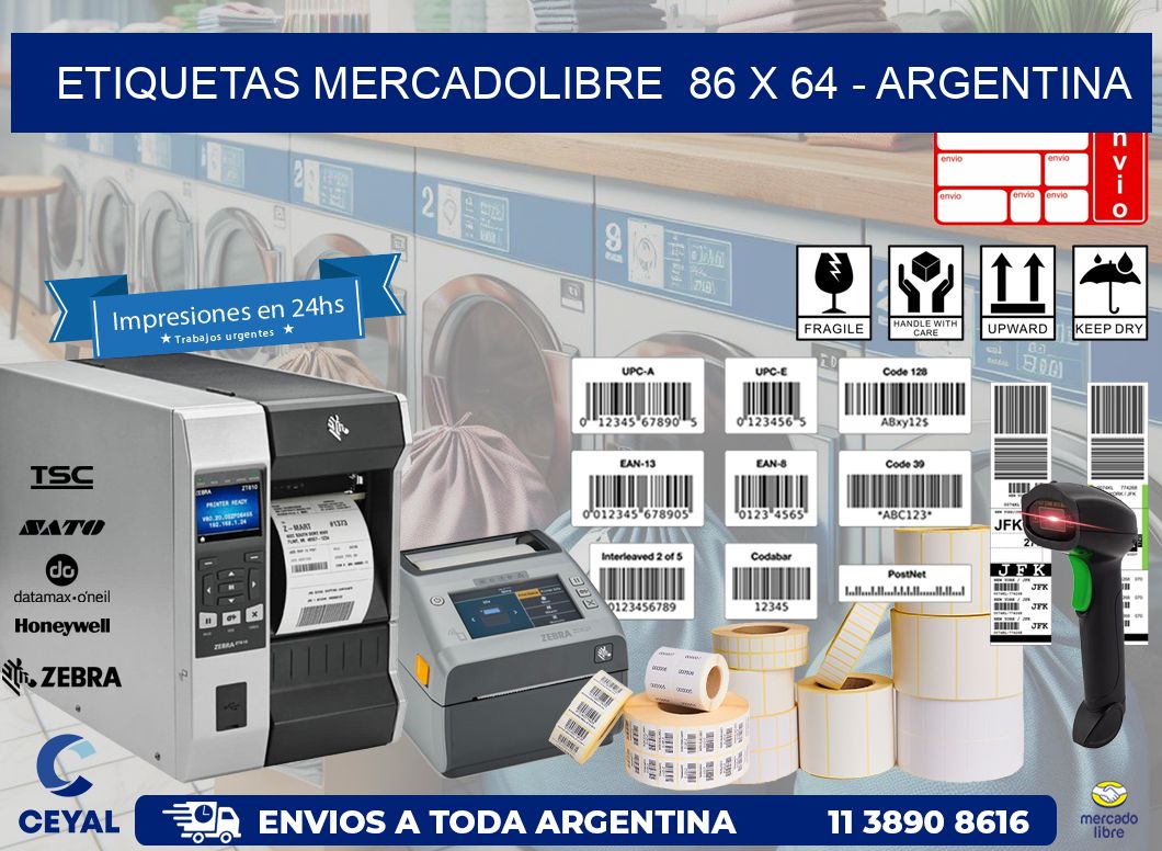 ETIQUETAS MERCADOLIBRE  86 x 64 - ARGENTINA