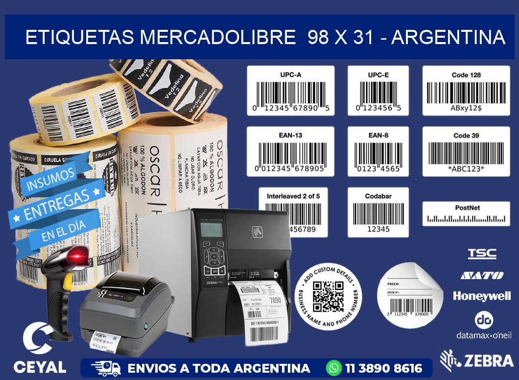 ETIQUETAS MERCADOLIBRE  98 x 31 - ARGENTINA