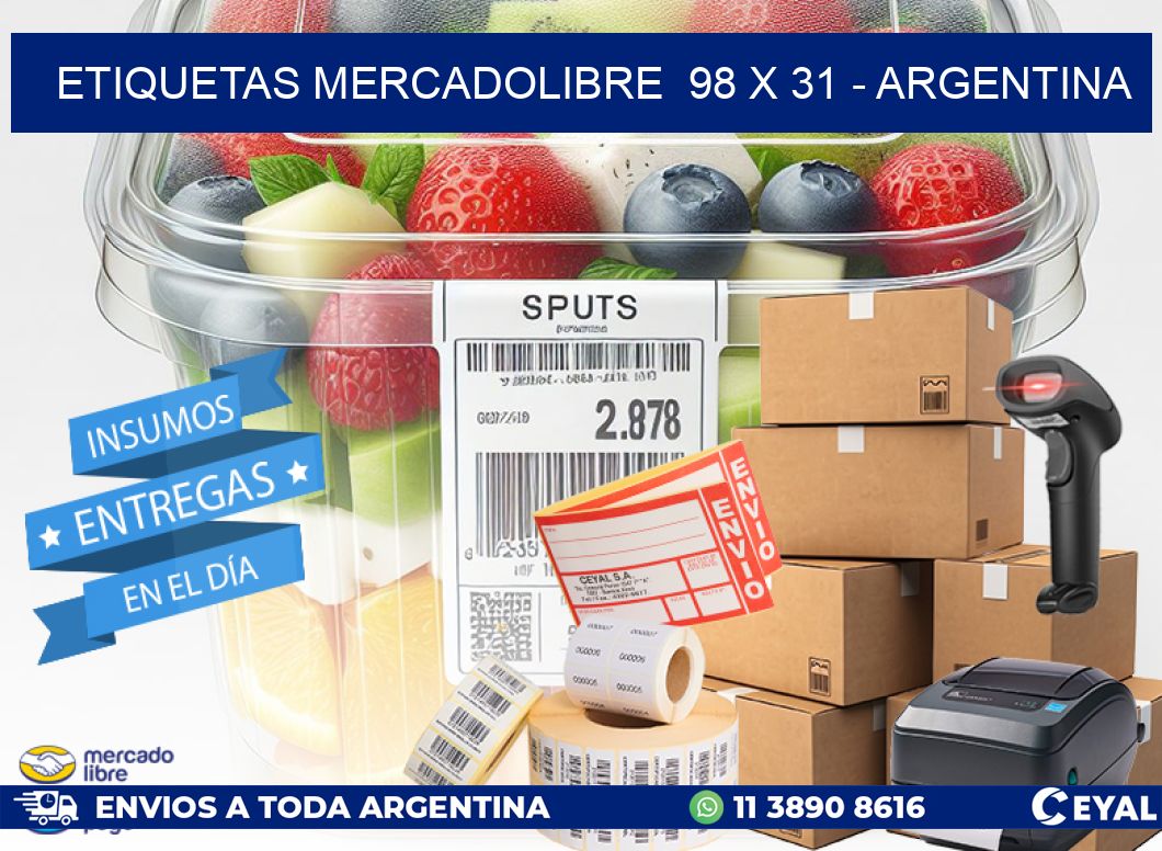 ETIQUETAS MERCADOLIBRE  98 x 31 - ARGENTINA