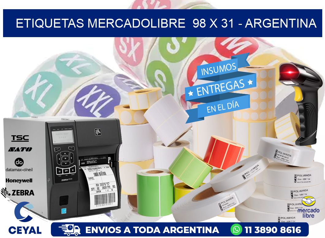 ETIQUETAS MERCADOLIBRE  98 x 31 - ARGENTINA