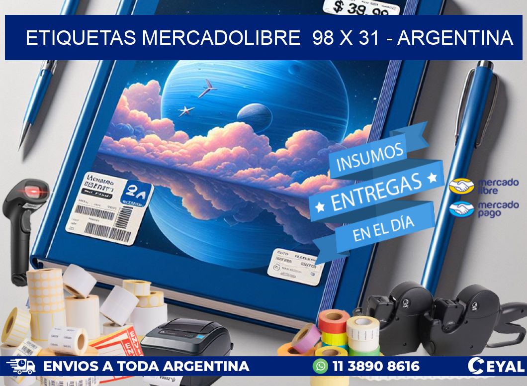 ETIQUETAS MERCADOLIBRE  98 x 31 - ARGENTINA