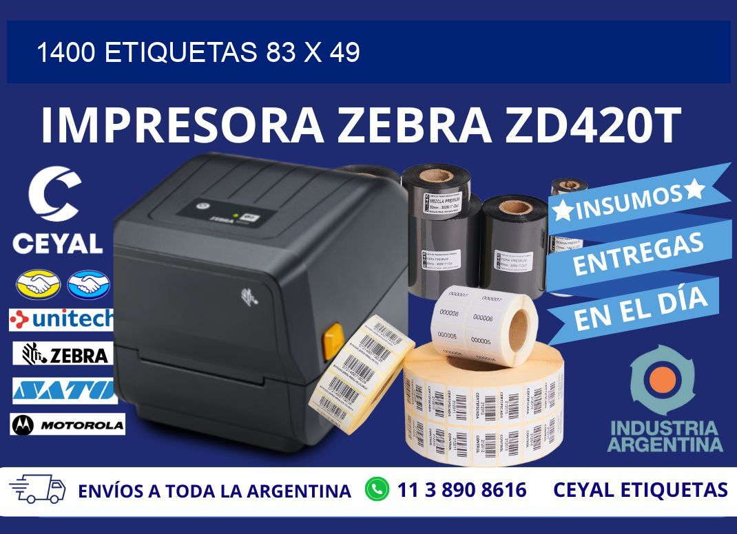 1400 ETIQUETAS 83 x 49