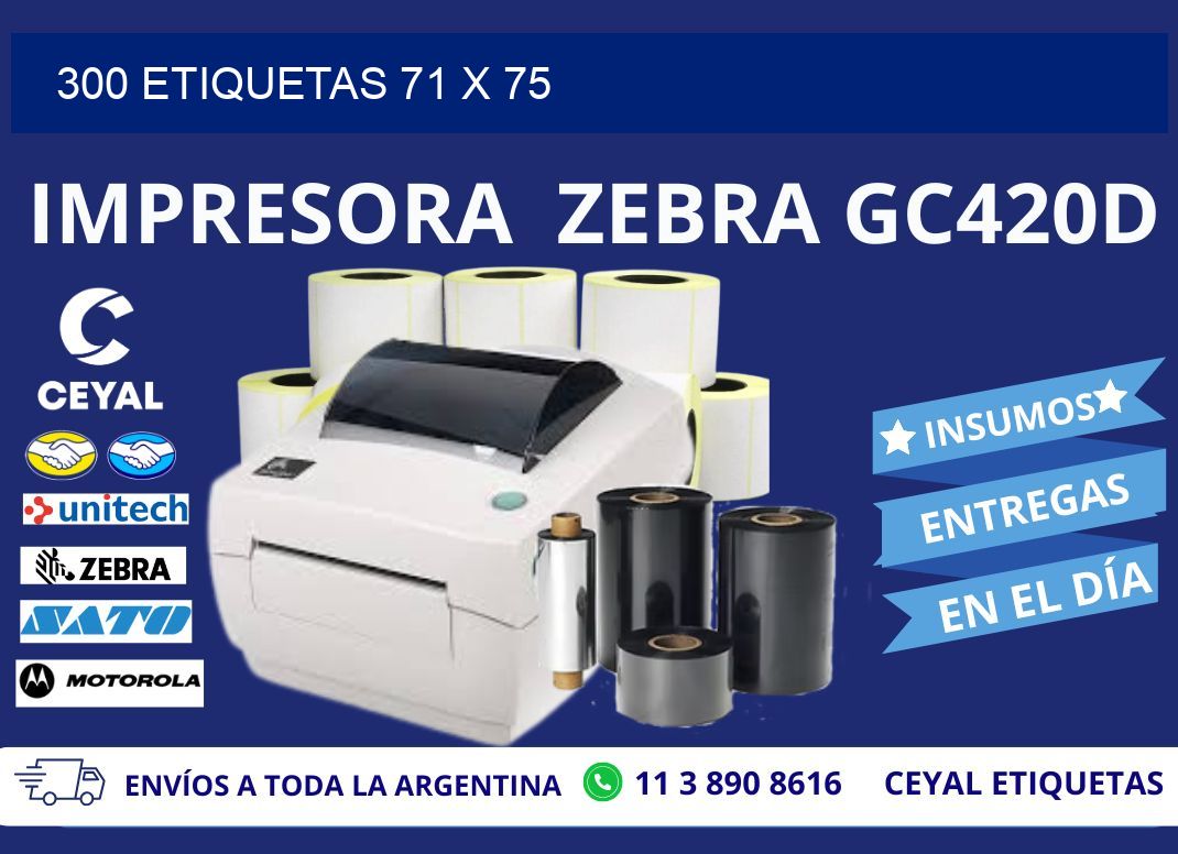 300 ETIQUETAS 71 x 75
