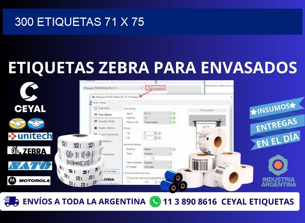 300 ETIQUETAS 71 x 75