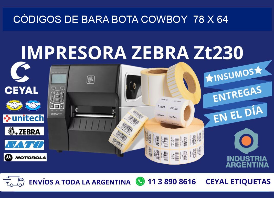 CÓDIGOS DE BARA BOTA COWBOY  78 x 64