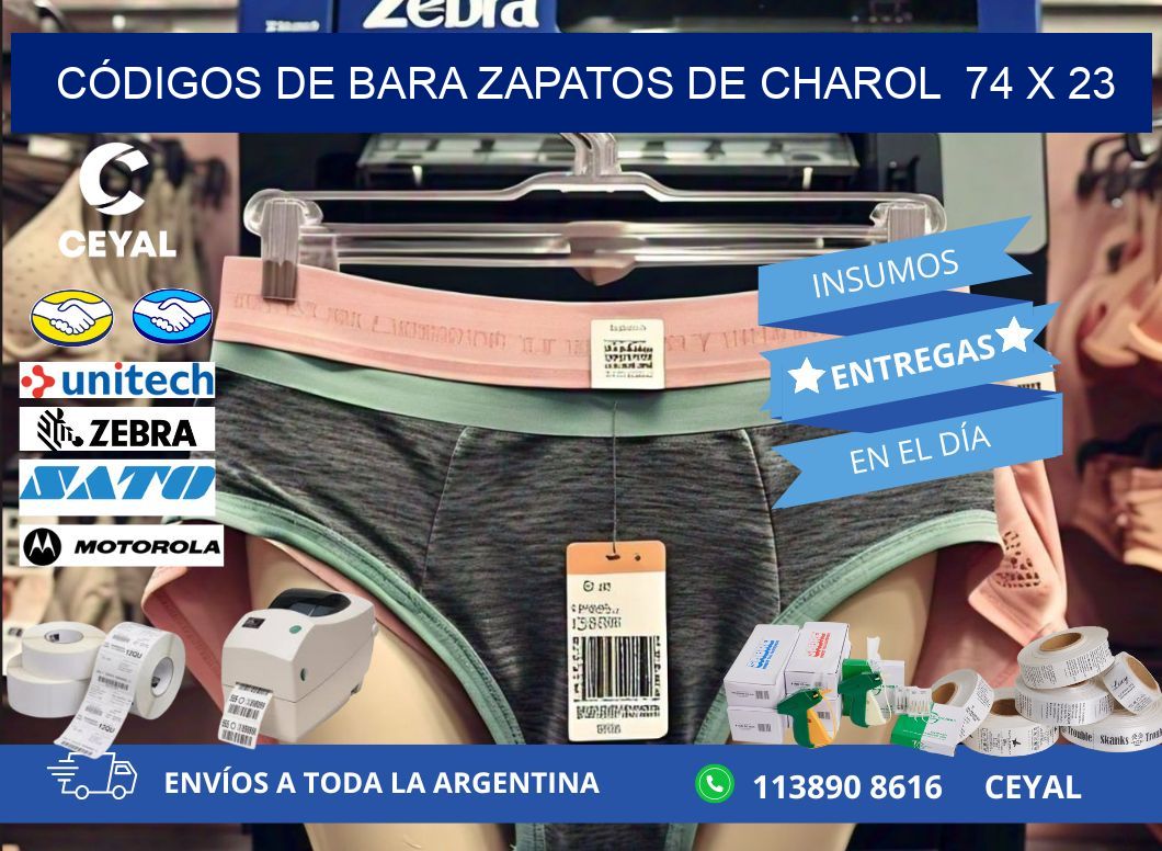 CÓDIGOS DE BARA ZAPATOS DE CHAROL  74 x 23