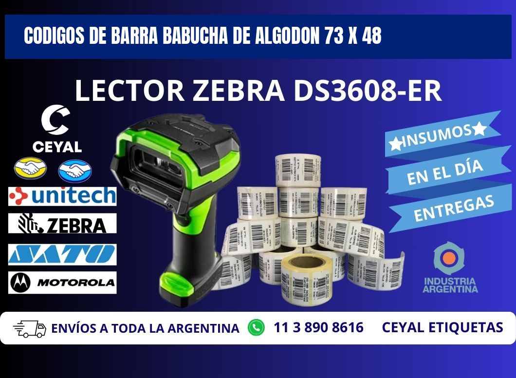 CODIGOS DE BARRA BABUCHA DE ALGODON 73 x 48