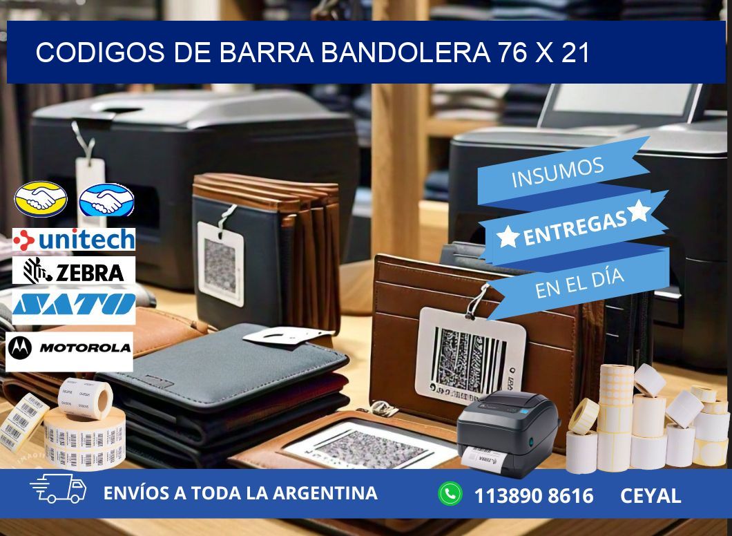 CODIGOS DE BARRA BANDOLERA 76 x 21