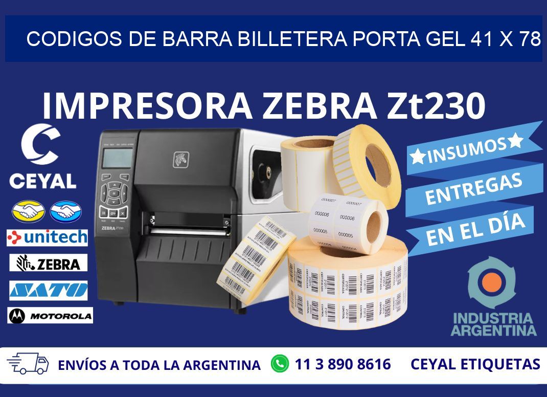 CODIGOS DE BARRA BILLETERA PORTA GEL 41 x 78