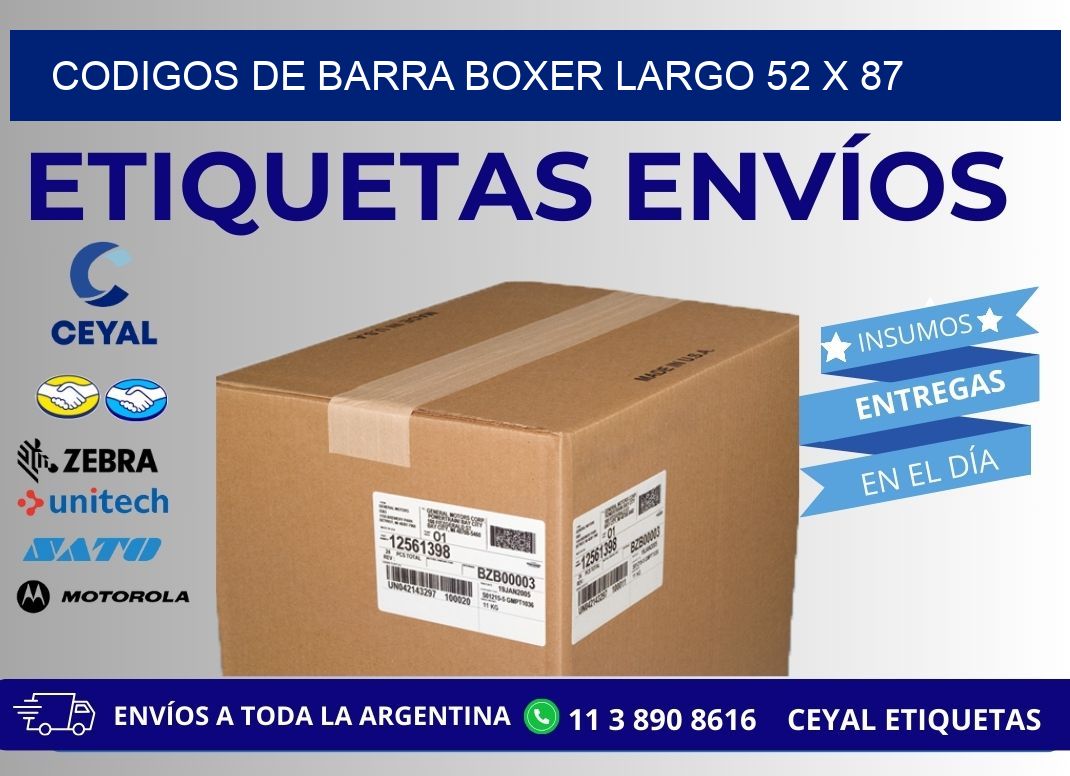 CODIGOS DE BARRA BOXER LARGO 52 x 87