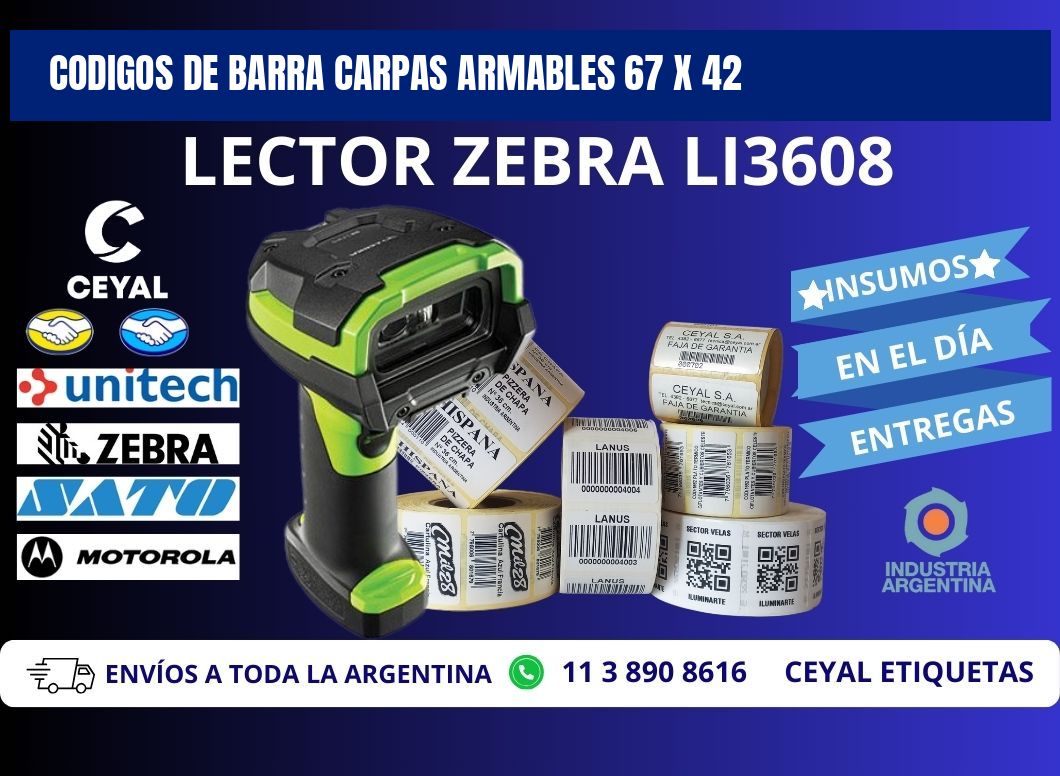 CODIGOS DE BARRA CARPAS ARMABLES 67 x 42