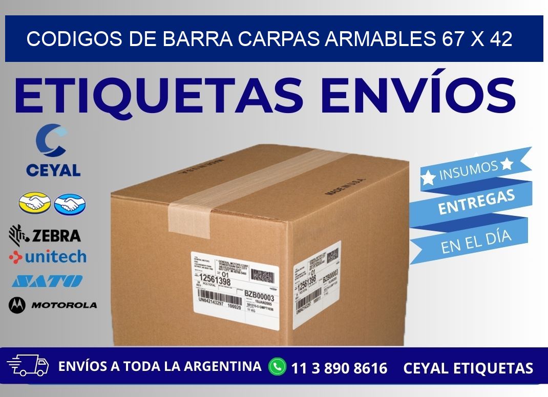 CODIGOS DE BARRA CARPAS ARMABLES 67 x 42