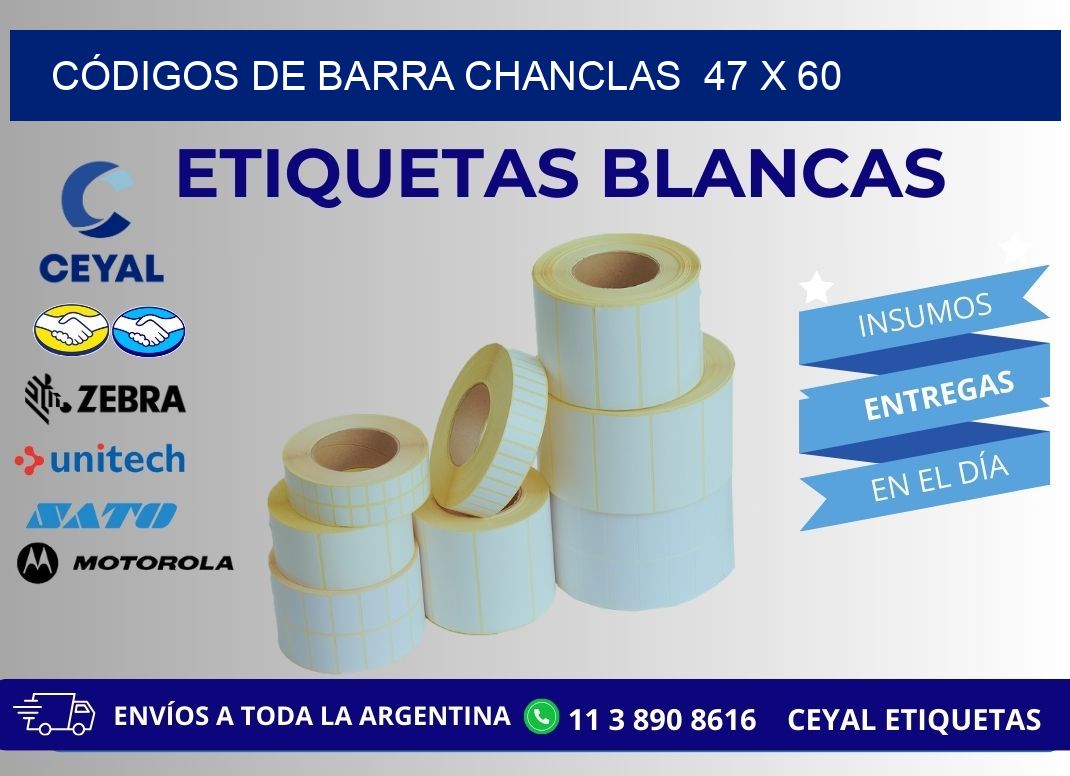 CÓDIGOS DE BARRA CHANCLAS  47 x 60