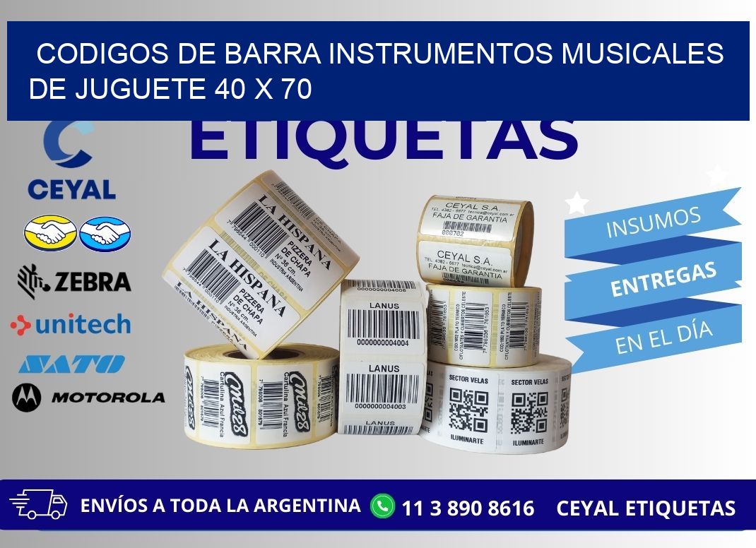 CODIGOS DE BARRA INSTRUMENTOS MUSICALES DE JUGUETE 40 x 70