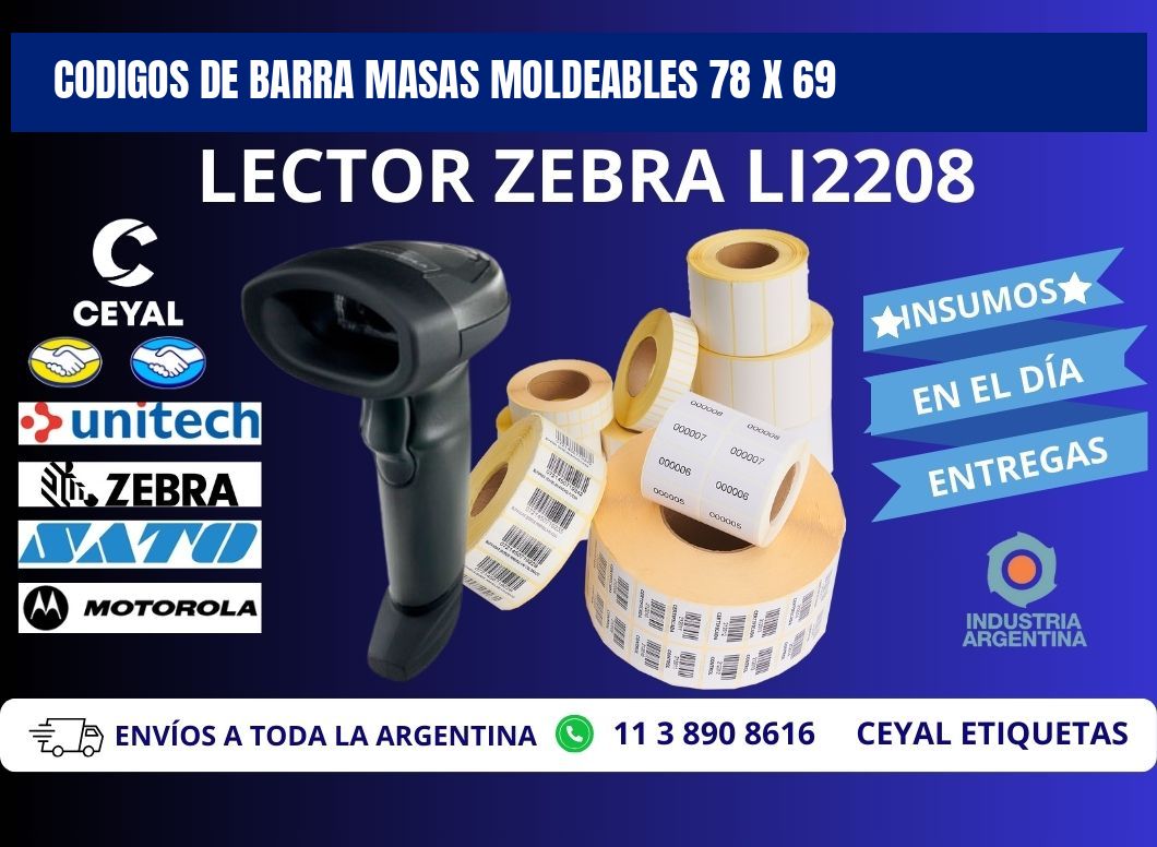 CODIGOS DE BARRA MASAS MOLDEABLES 78 x 69