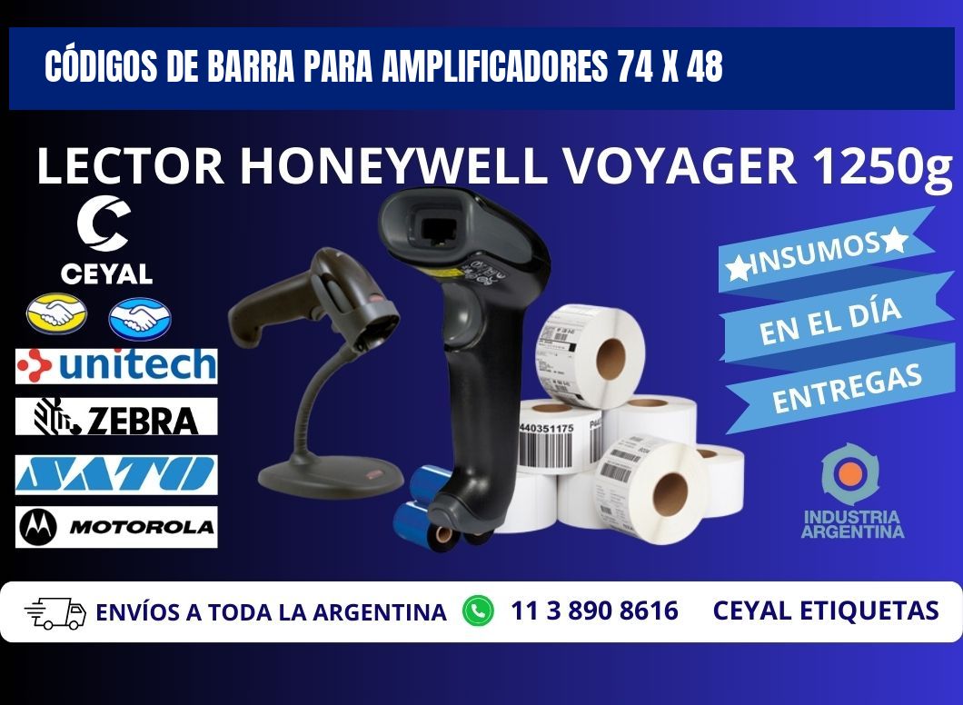 CÓDIGOS DE BARRA PARA AMPLIFICADORES 74 x 48