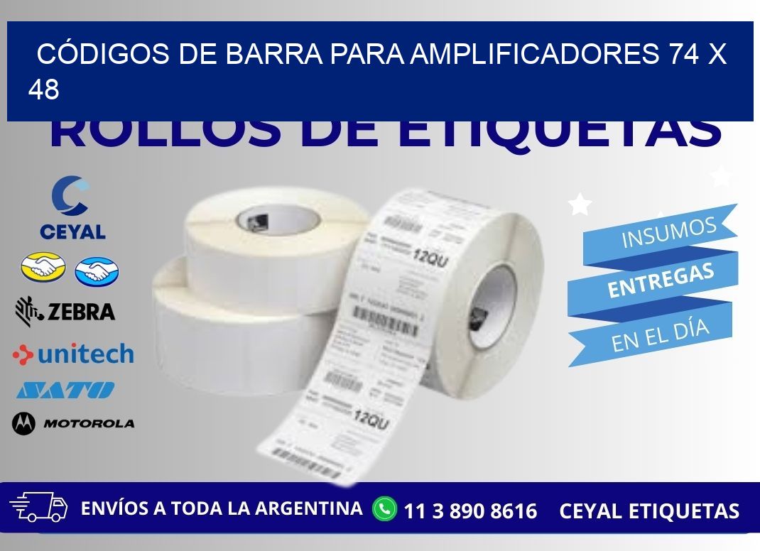 CÓDIGOS DE BARRA PARA AMPLIFICADORES 74 x 48