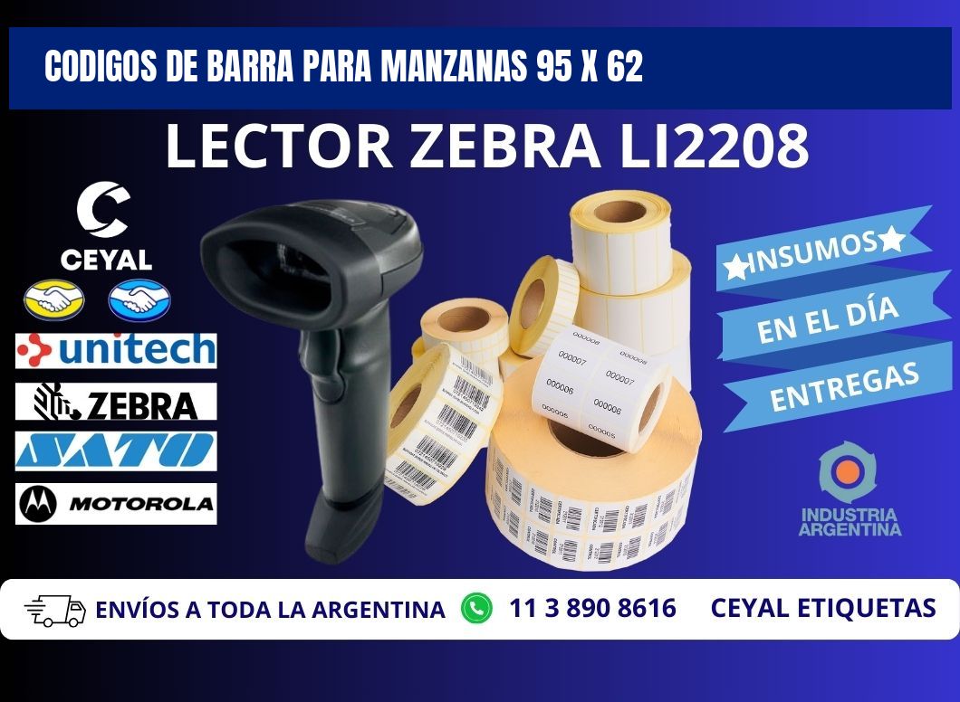 CODIGOS DE BARRA PARA MANZANAS 95 x 62