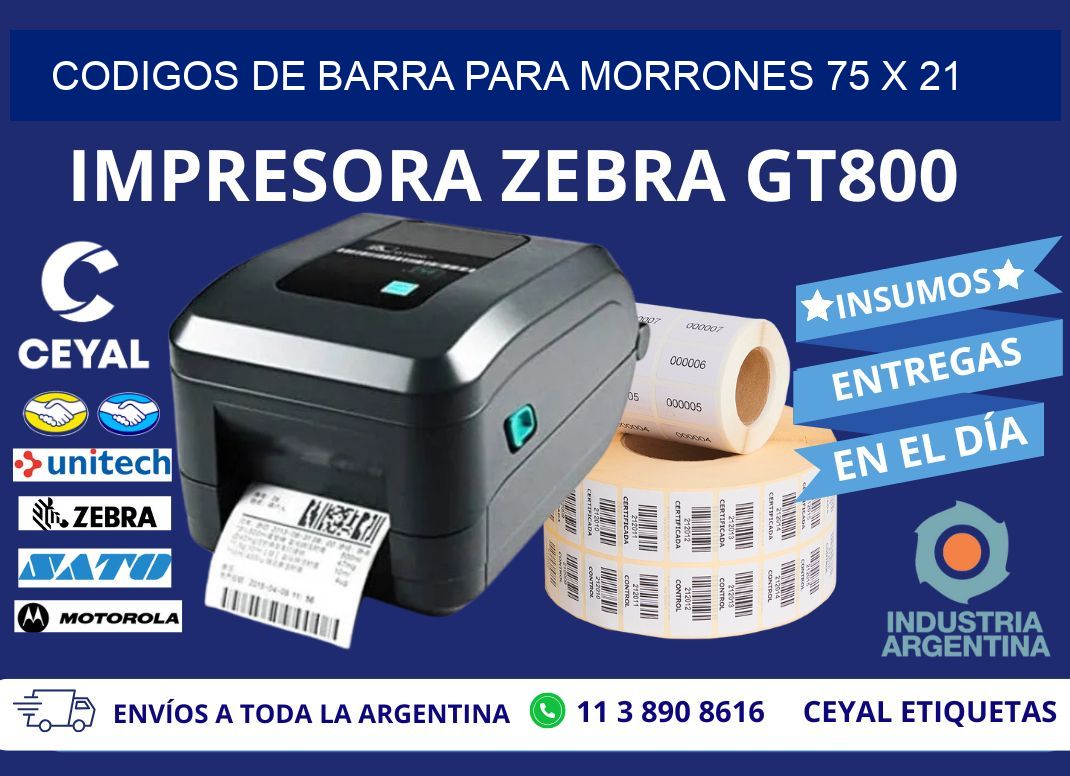 CODIGOS DE BARRA PARA MORRONES 75 x 21