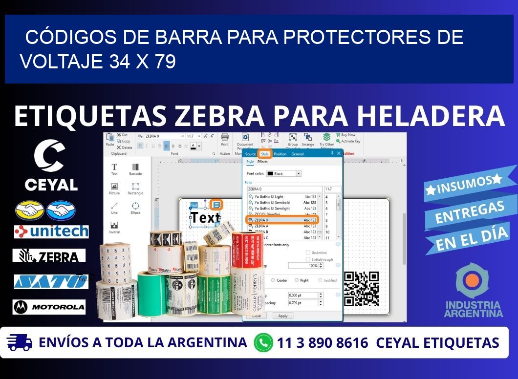 CÓDIGOS DE BARRA PARA PROTECTORES DE VOLTAJE 34 x 79