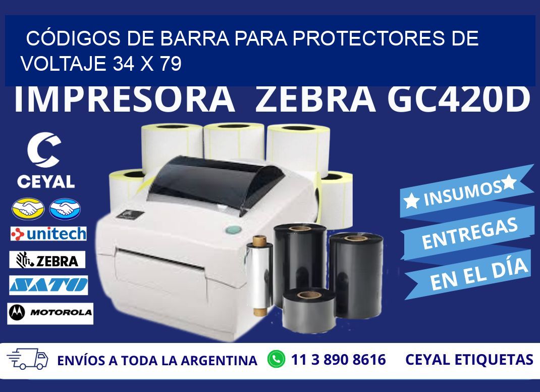 CÓDIGOS DE BARRA PARA PROTECTORES DE VOLTAJE 34 x 79