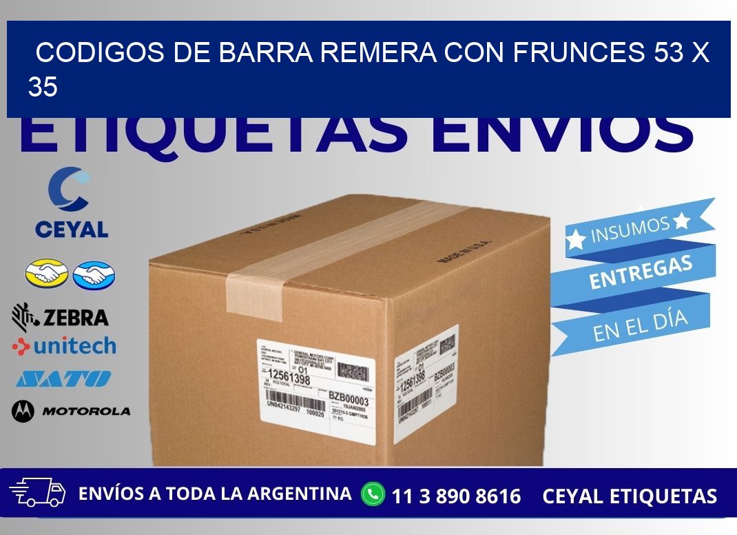 CODIGOS DE BARRA REMERA CON FRUNCES 53 x 35