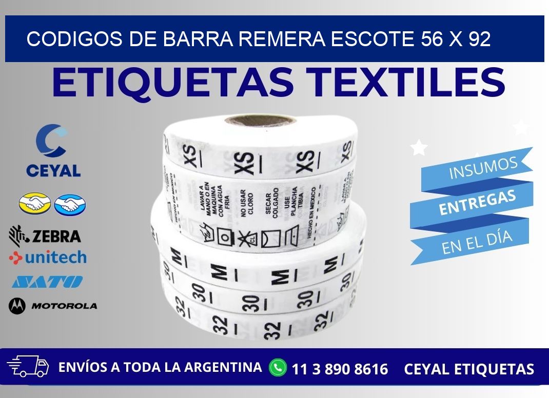 CODIGOS DE BARRA REMERA ESCOTE 56 x 92