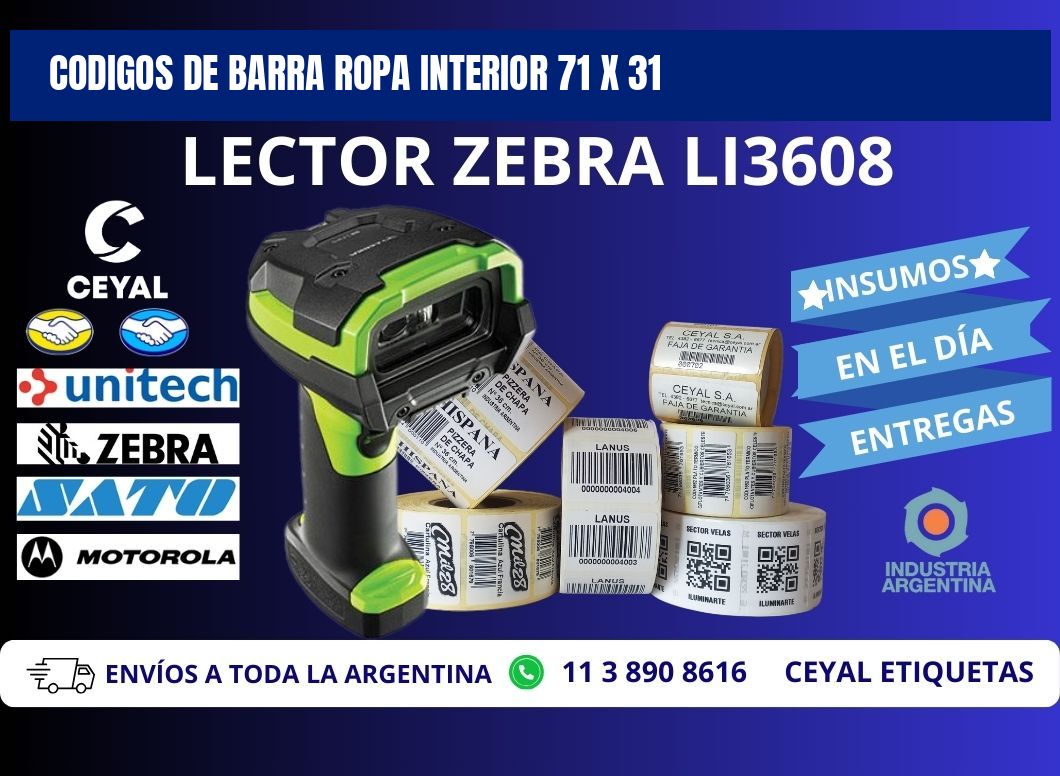 CODIGOS DE BARRA ROPA INTERIOR 71 x 31