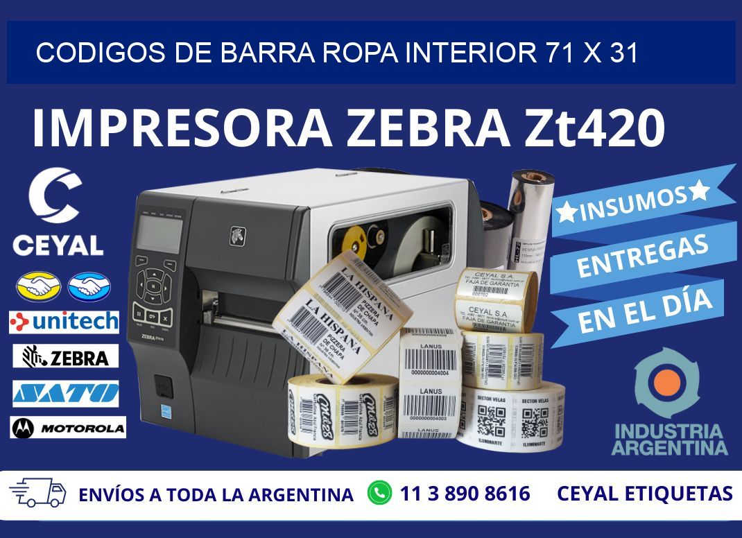 CODIGOS DE BARRA ROPA INTERIOR 71 x 31