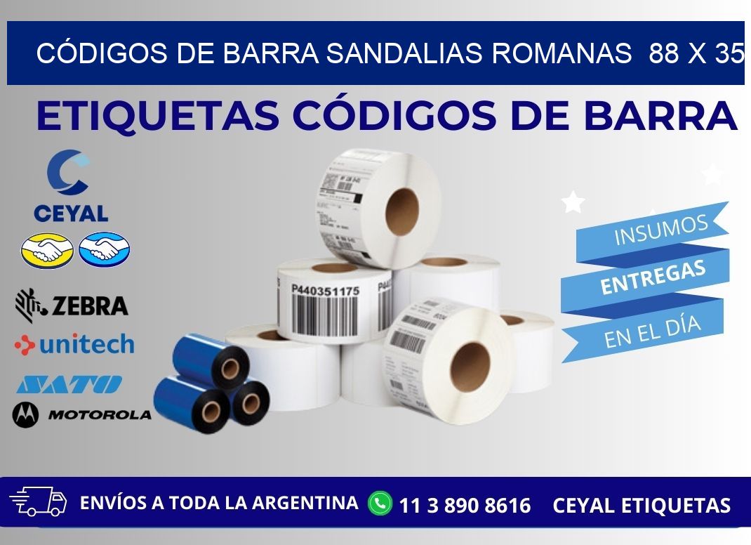 CÓDIGOS DE BARRA SANDALIAS ROMANAS  88 x 35