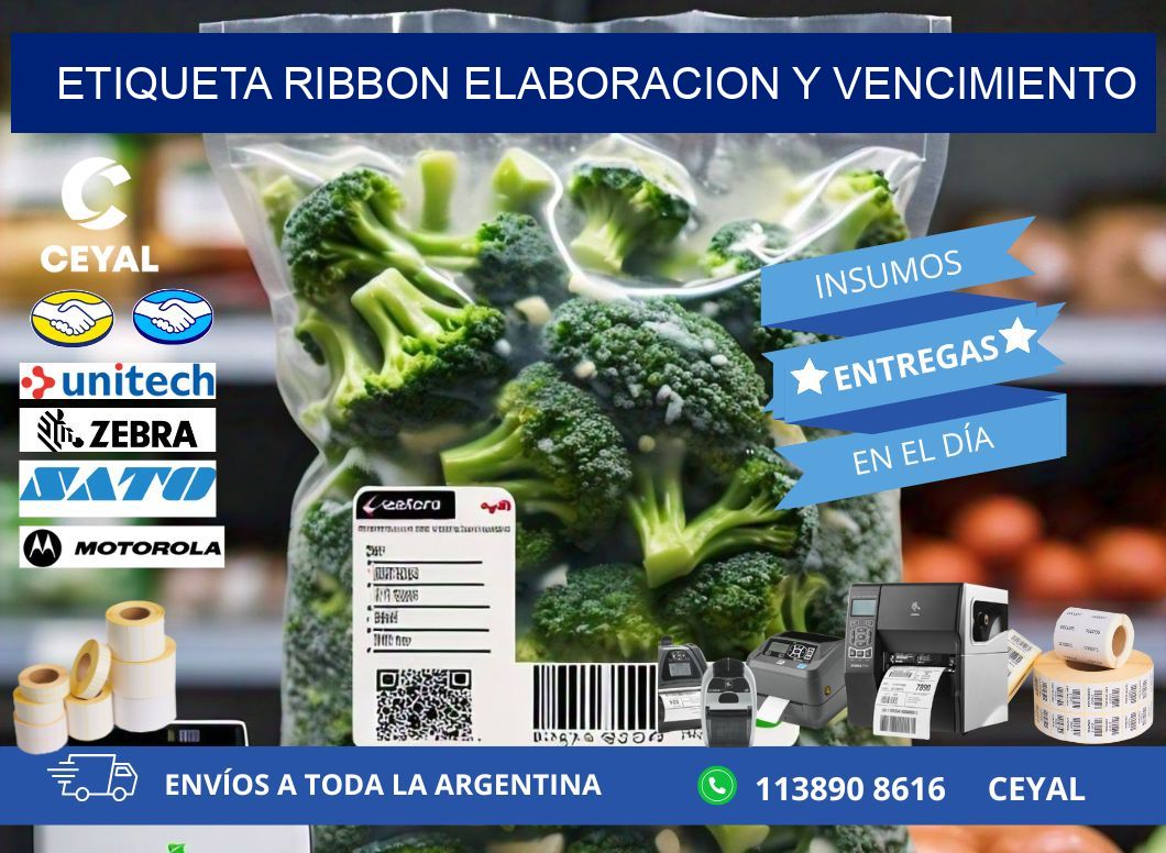 ETIQUETA RIBBON ELABORACION Y VENCIMIENTO