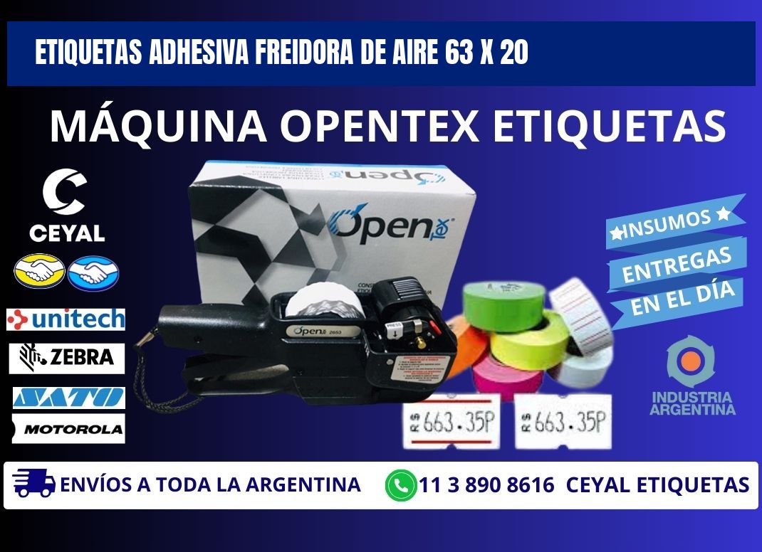 ETIQUETAS ADHESIVA FREIDORA DE AIRE 63 x 20