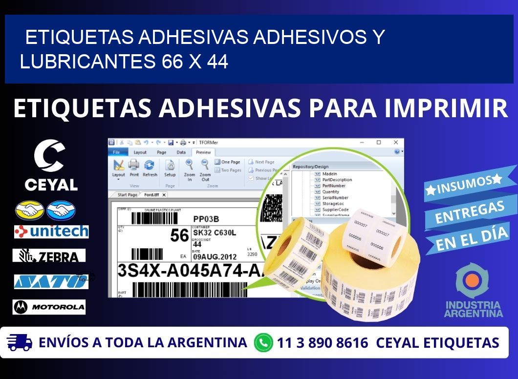 ETIQUETAS ADHESIVAS ADHESIVOS Y LUBRICANTES 66 x 44