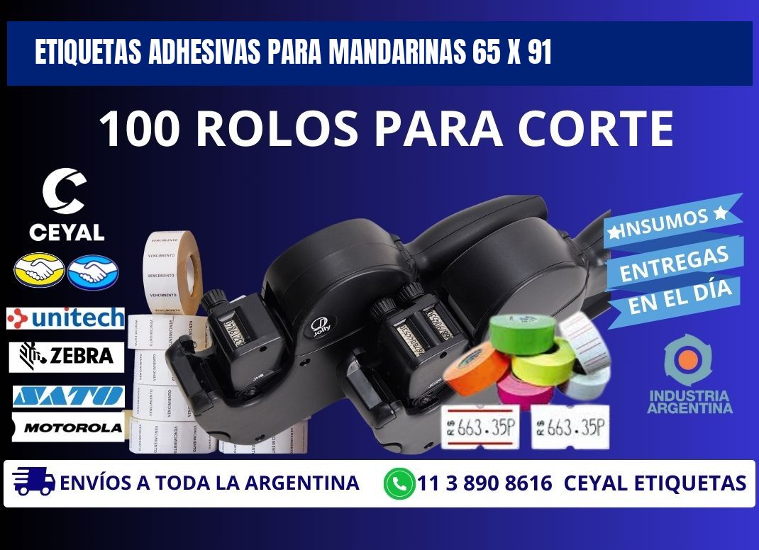 ETIQUETAS ADHESIVAS PARA MANDARINAS 65 x 91