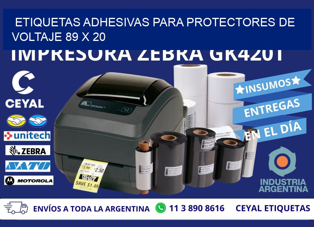 ETIQUETAS ADHESIVAS PARA PROTECTORES DE VOLTAJE 89 x 20