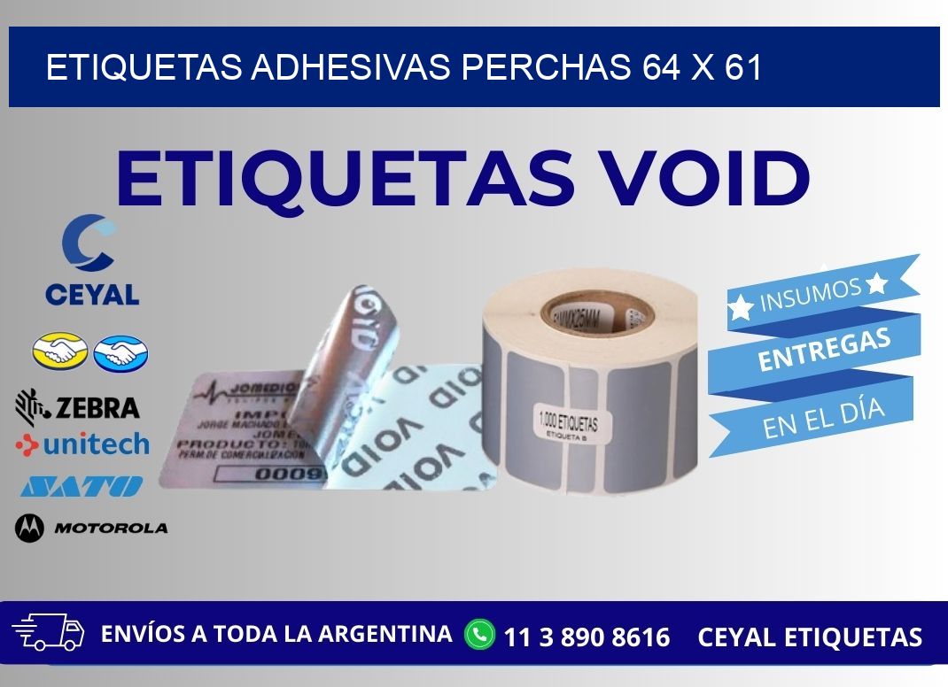 ETIQUETAS ADHESIVAS PERCHAS 64 x 61