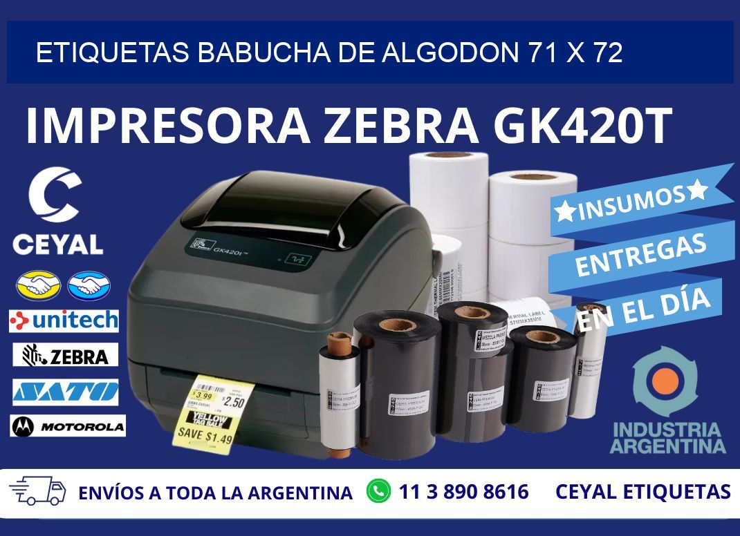 ETIQUETAS BABUCHA DE ALGODON 71 x 72