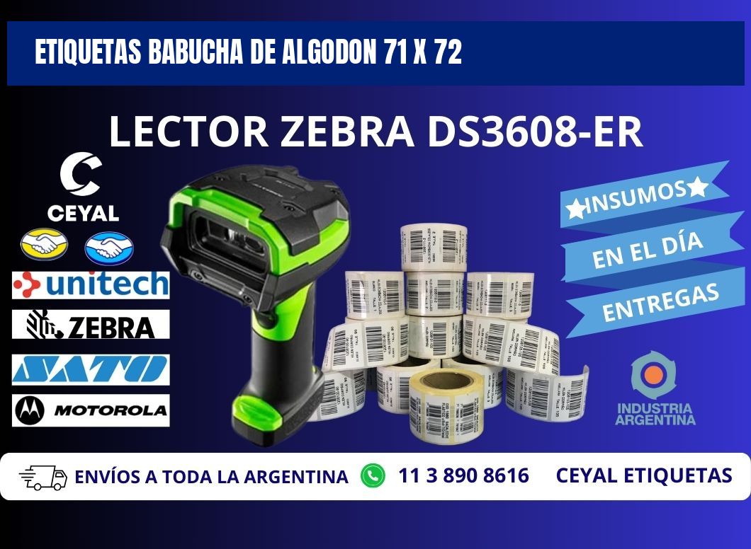 ETIQUETAS BABUCHA DE ALGODON 71 x 72