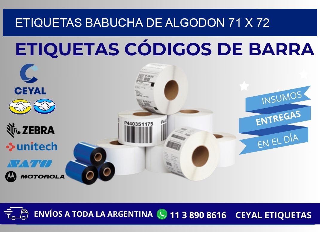 ETIQUETAS BABUCHA DE ALGODON 71 x 72