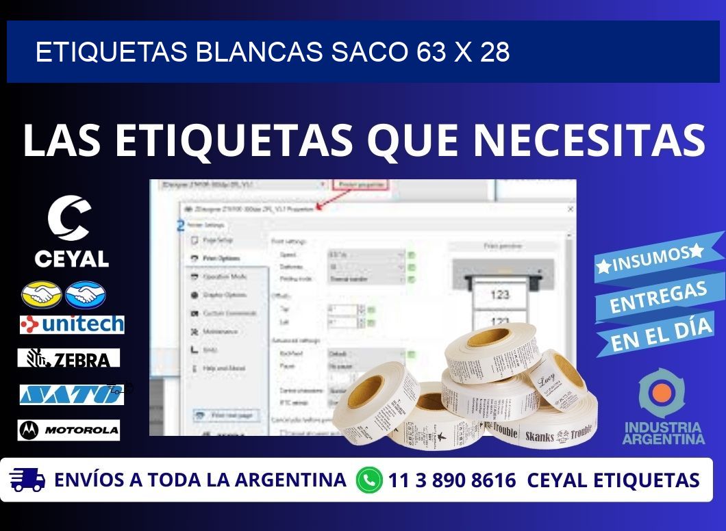 ETIQUETAS BLANCAS SACO 63 x 28