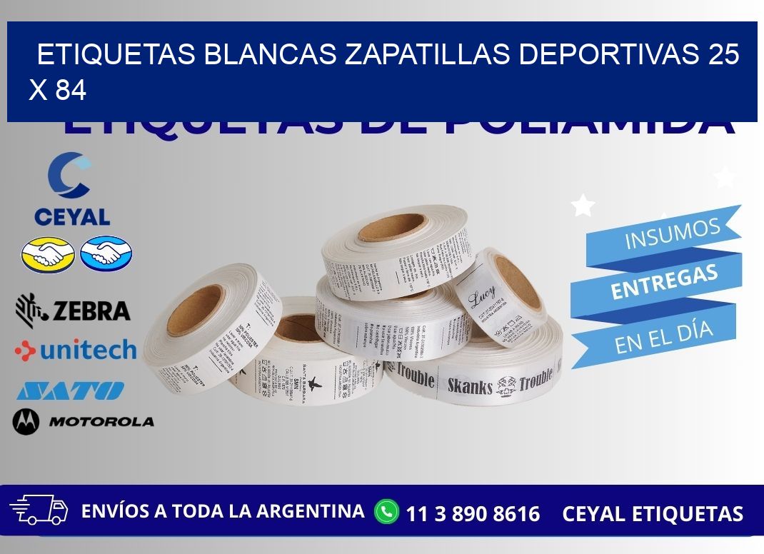 ETIQUETAS BLANCAS ZAPATILLAS DEPORTIVAS 25 x 84