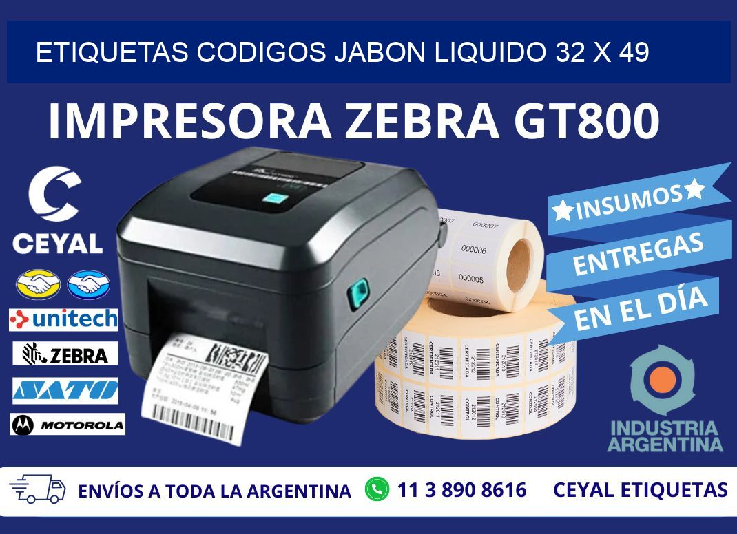 ETIQUETAS CODIGOS JABON LIQUIDO 32 x 49